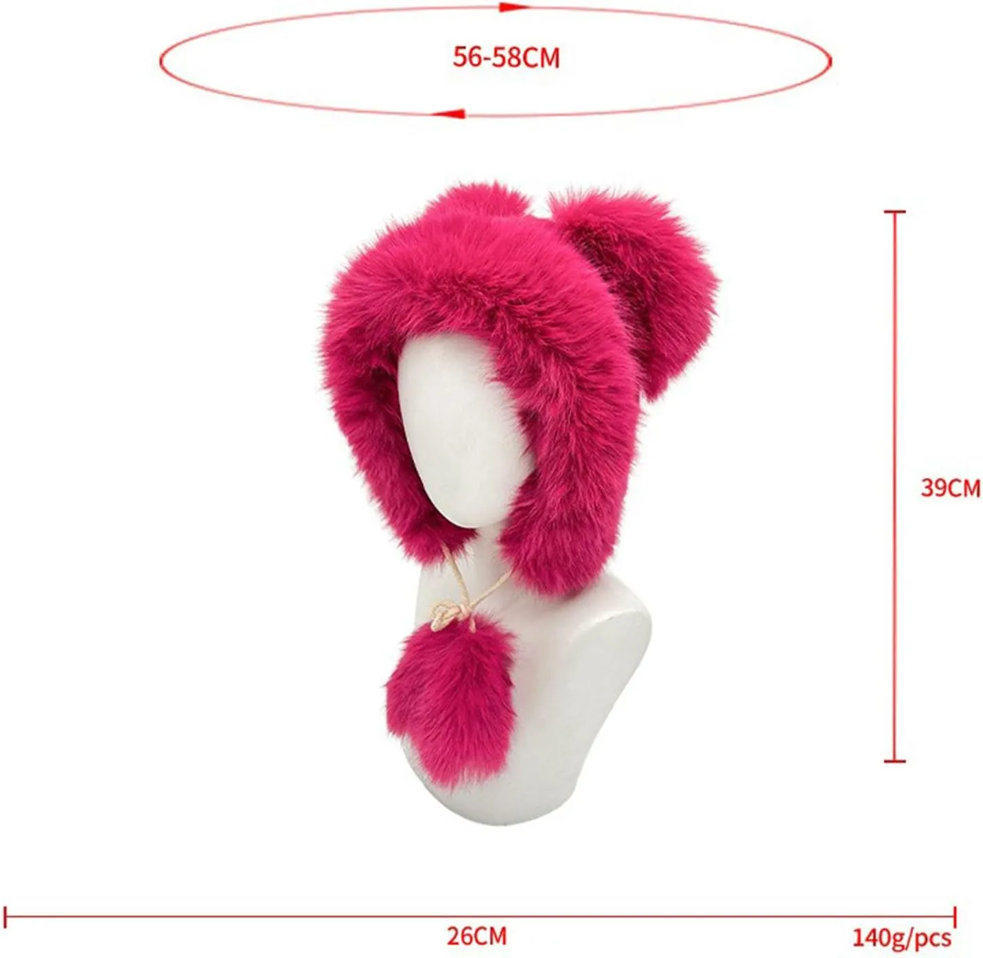 Women Faux Fur Hats Warm Winter Beanie Hat Kawaii Pom Ear Flaps Beanie Outdoor Covers Peruvian Hat Camping Skully Cap