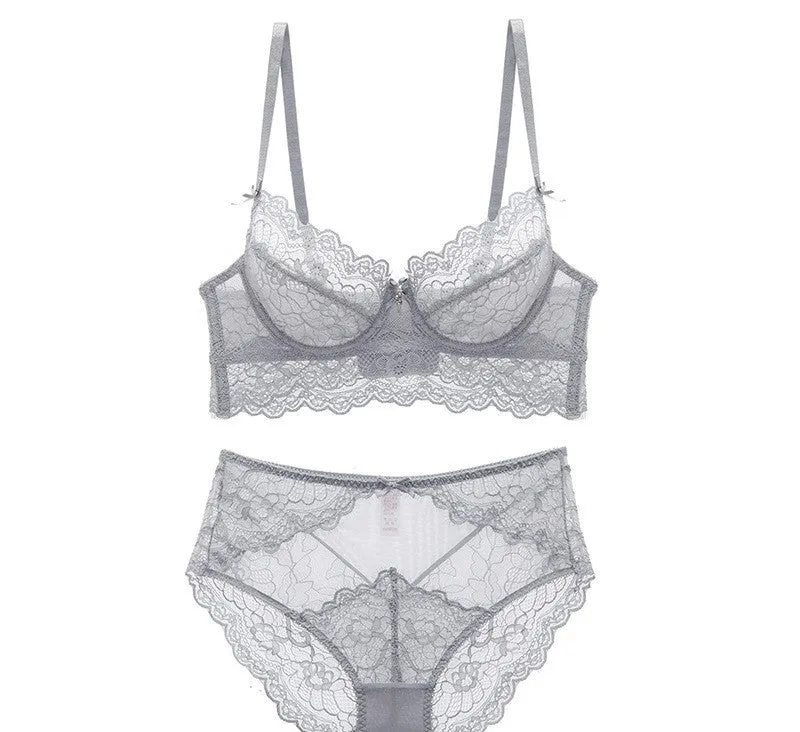 Women Lace Bra Set Wraps the Breasts, Beautiful Breasts, Large Size, Push-Up, Big Breasts, Small and Small, Thin Bra Set Bra