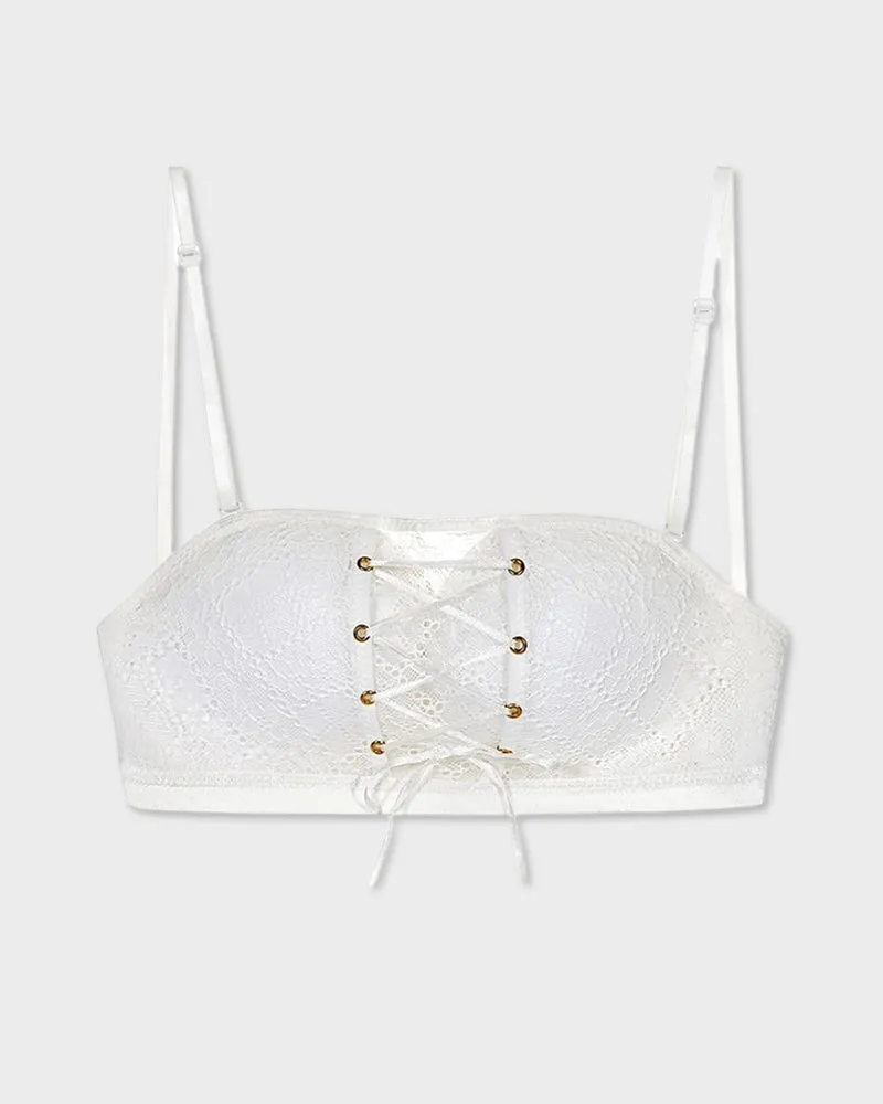 Women Lace Push Up Wireless Strapless Bra