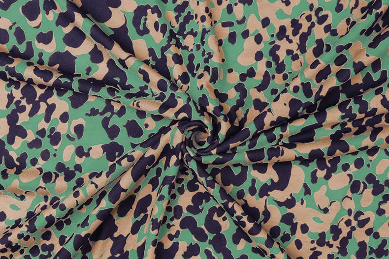 Women Leopard Print Tie Dye 2 Piece Pajamas V-Neck Long Sleeve Drawstring Pants Pockets