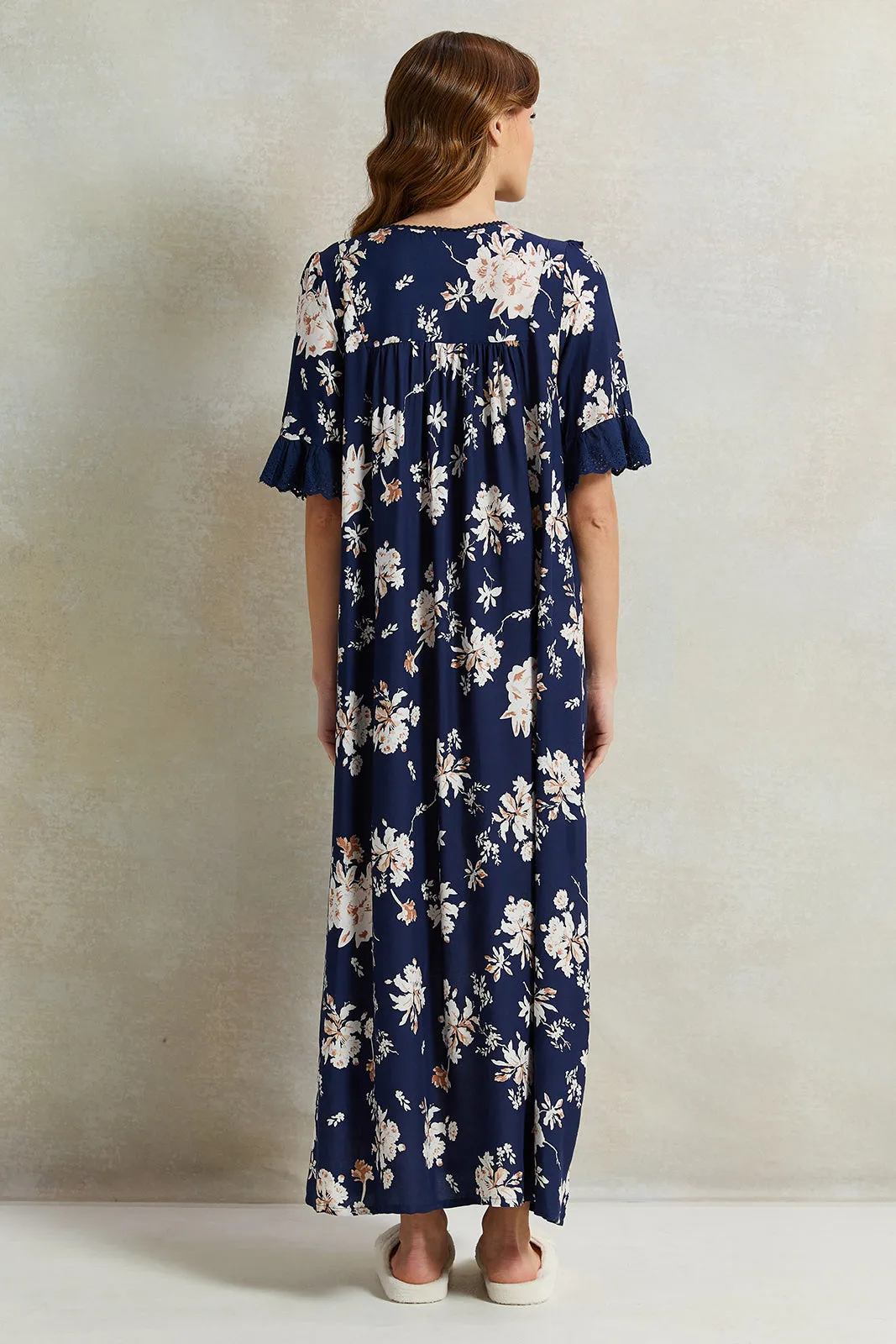 Women Navy Frill Nightgown