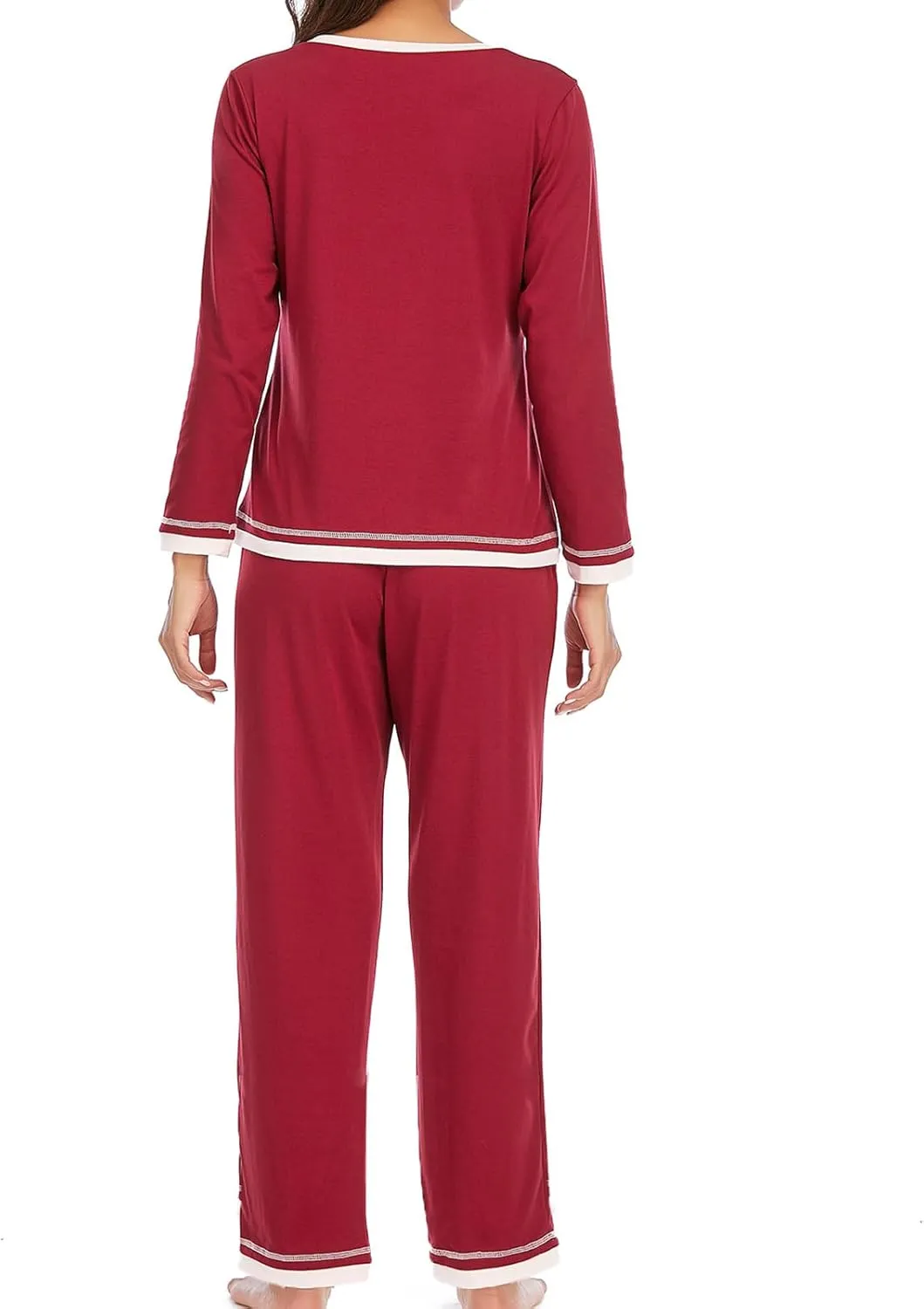 Women Pajamas Set Lounge Long Sleeve Round Neck Sleepwear Tops Comfy Long Pants Soft Sleepwear Nightwear