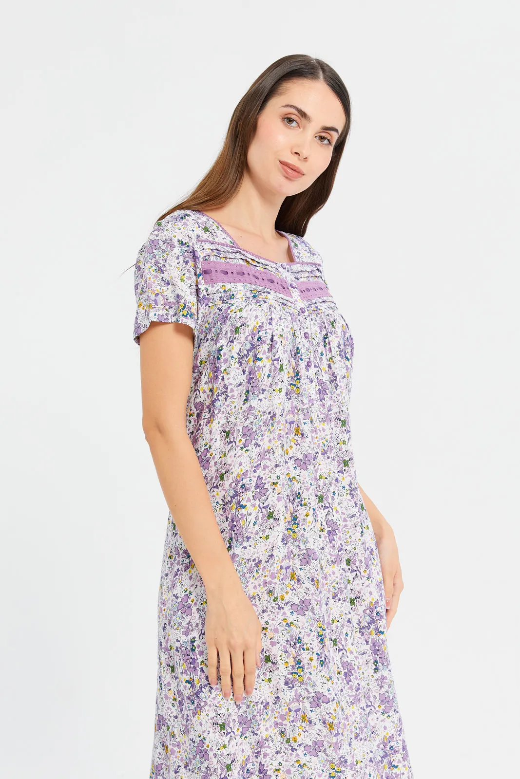 Women White Lace Nightgown