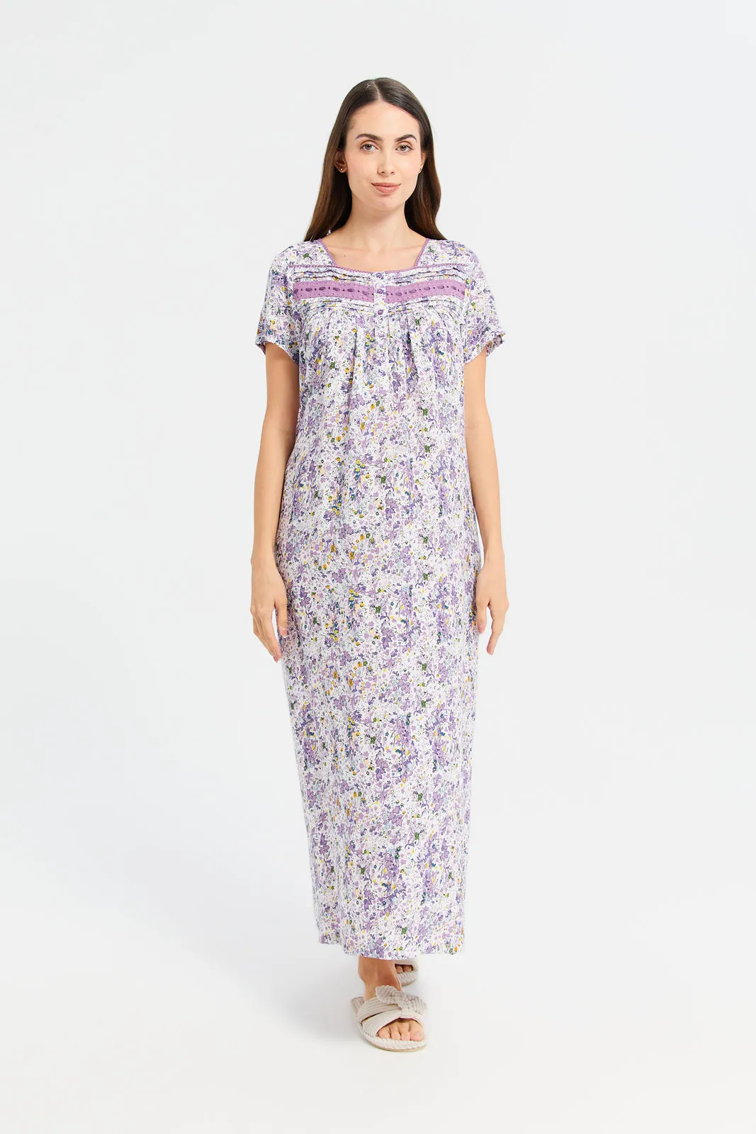 Women White Lace Nightgown