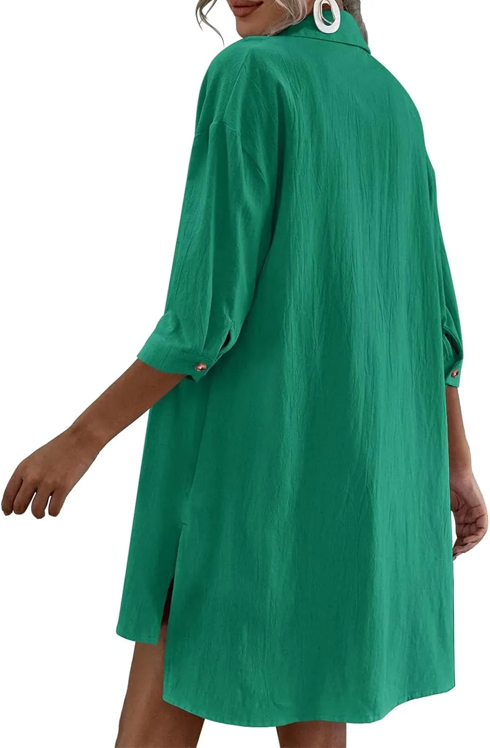 Women's 2 Piece Outfits Button Down 3/4 Sleeve Shirt and Drawstring Shorts Going Out Set Lounge Tracksuit Outfit