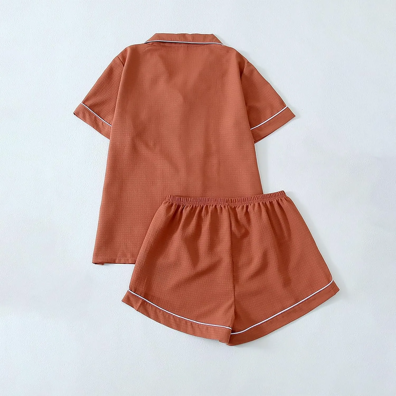 Womens 2 Piece Pajama Set Heart Print Collar Button Down Short Sleeve Shirt and Elastic Waist Shorts Comfy Lounge Sets