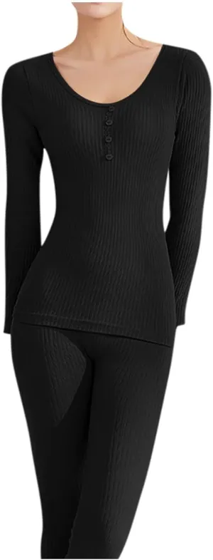 Womens 2 Piece Pajama Sets Comfy Long Sleeve Crewneck Ribbed Knit Sleepwear Casual Cozy Matching Soft Pjs Lounge Set