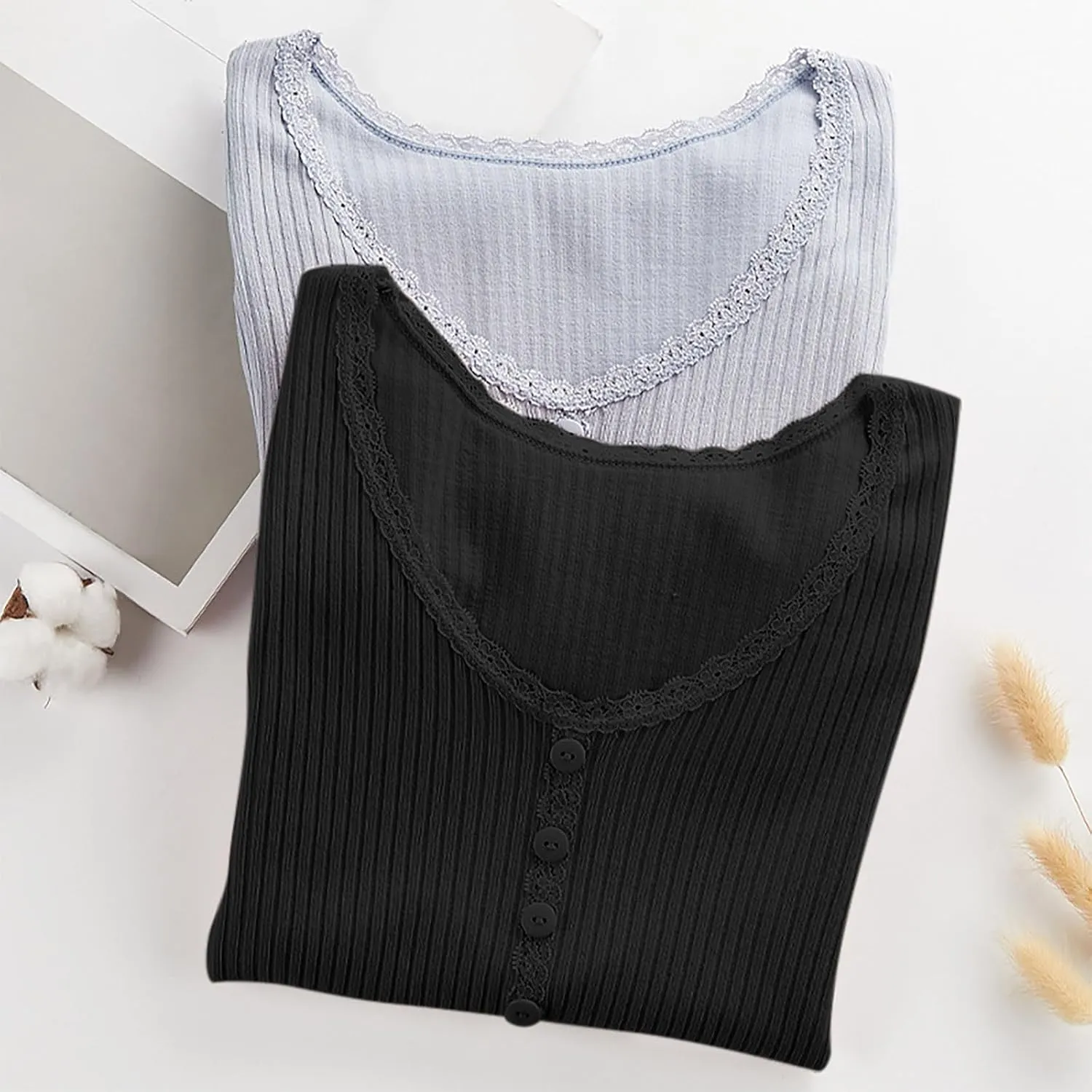 Womens 2 Piece Pajama Sets Comfy Long Sleeve Crewneck Ribbed Knit Sleepwear Casual Cozy Matching Soft Pjs Lounge Set