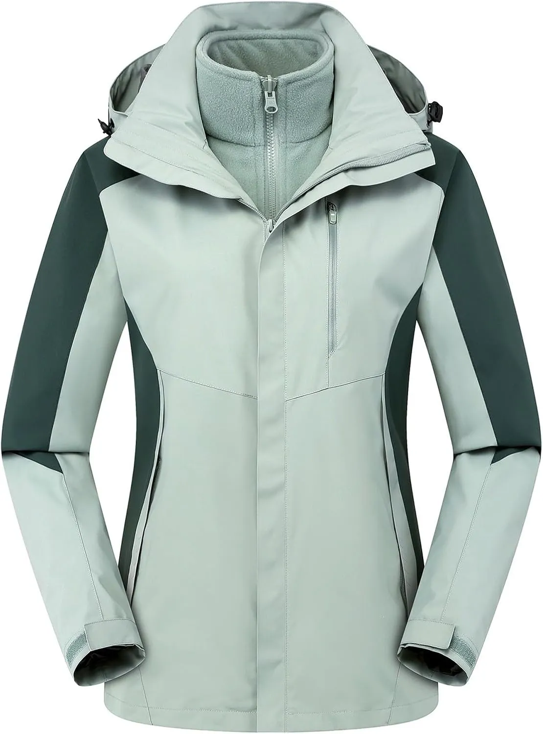 Women's 3-In-1 Winter Coats Windbreaker Snow Ski Jacket Water Resistant Windproof Fleece Lined Winter Jacket Parka