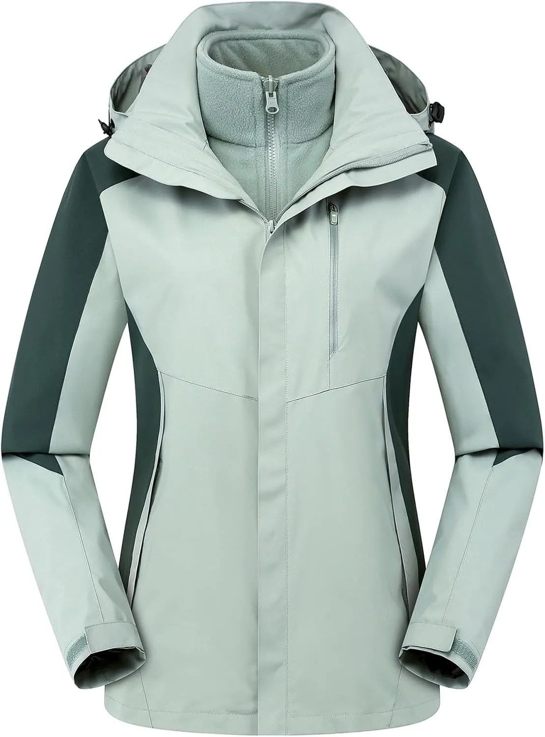 Women's 3-In-1 Winter Coats Windbreaker Snow Ski Jacket Water Resistant Windproof Fleece Lined Winter Jacket Parka