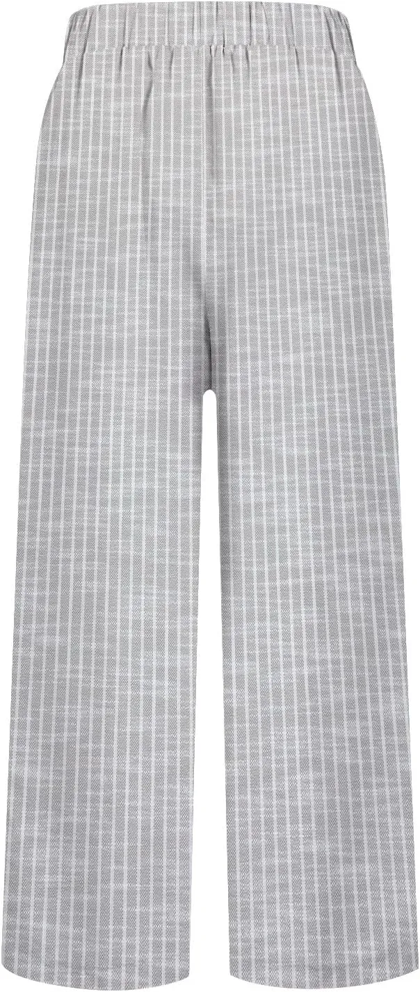 Women's Casual Boho Floral Print Cotton Linen Pants Elastic Waisted Drawstring Summer Spring Beach Baggy Capri