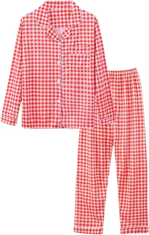 Women's Casual Pajama Set Pajamas Women Autumn and Winter Long Sleeve Lapel Vest Suit Trousers 2 Piece Sleepwear Pjs