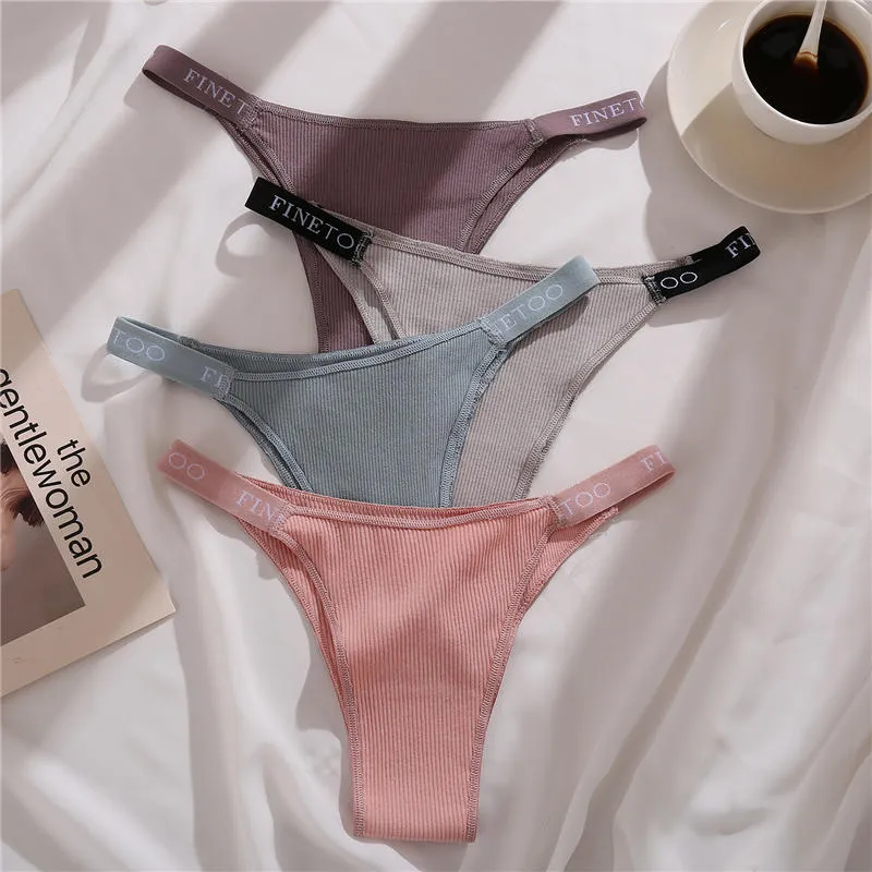 Women's Cotton Briefs Underpants Sexy Panties Thong Pantys Underwear Solid Color Intimates Lingerie