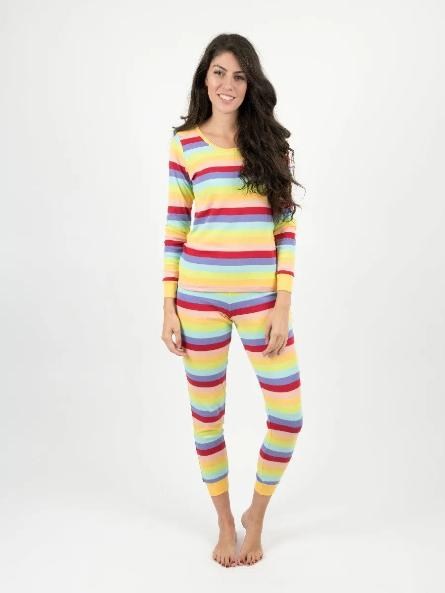Women's Cotton Rainbow Stripes Pajamas