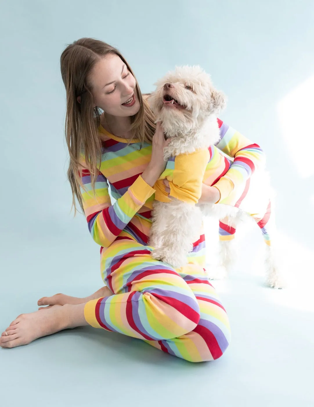 Women's Cotton Rainbow Stripes Pajamas