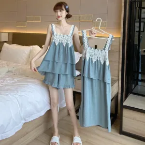 Women's Cute Double Lace Loose Pajamas