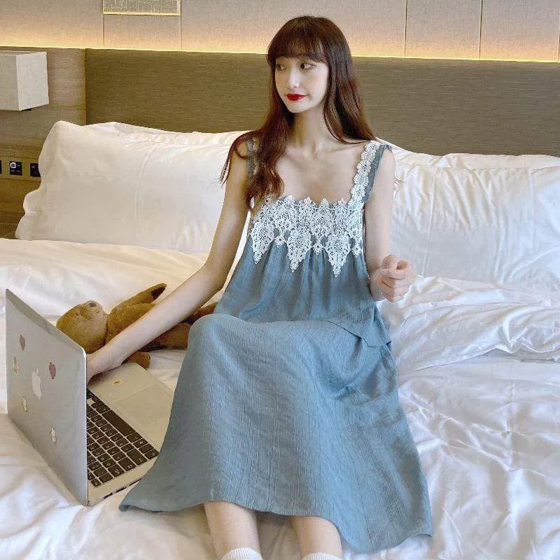 Women's Cute Double Lace Loose Pajamas