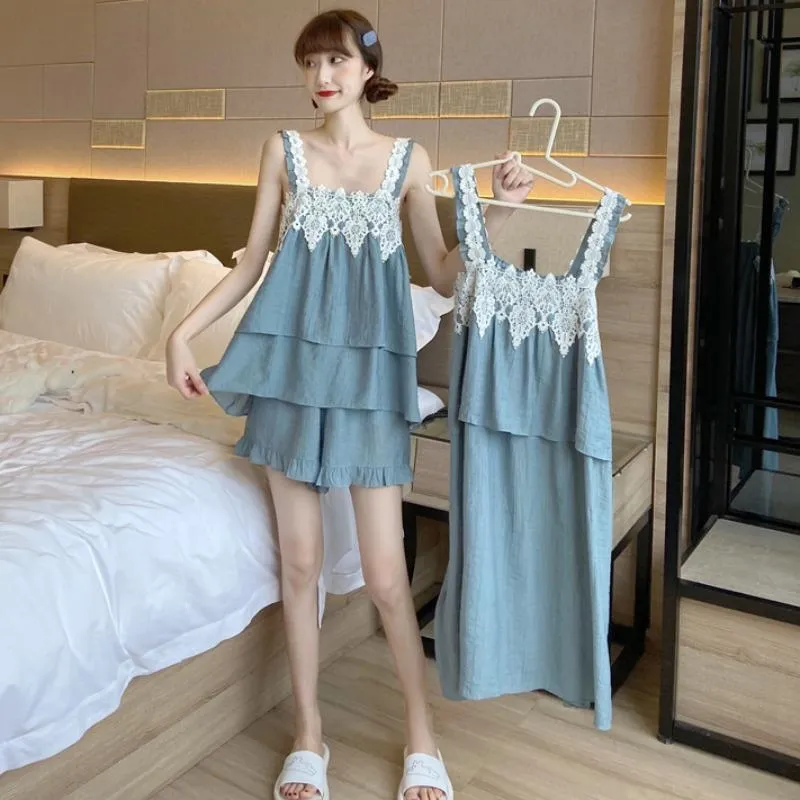 Women's Cute Double Lace Loose Pajamas