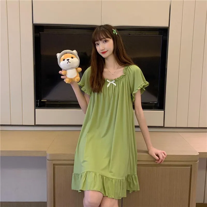 Women's Cute Falbala Round Collar Pajamas