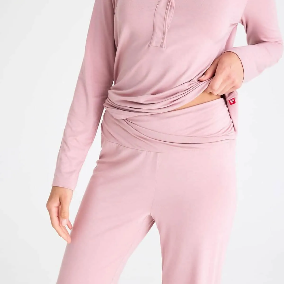 women's desert pink modal magnetic signature long sleeve pajama set