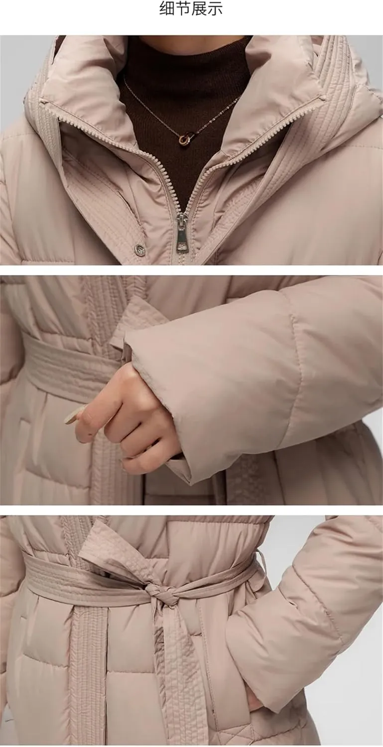 Women's Elegant Temperament Down Cotton Coats Long Winter Jacket Puffer Parkas Hooded Cotton Coat Overcoat