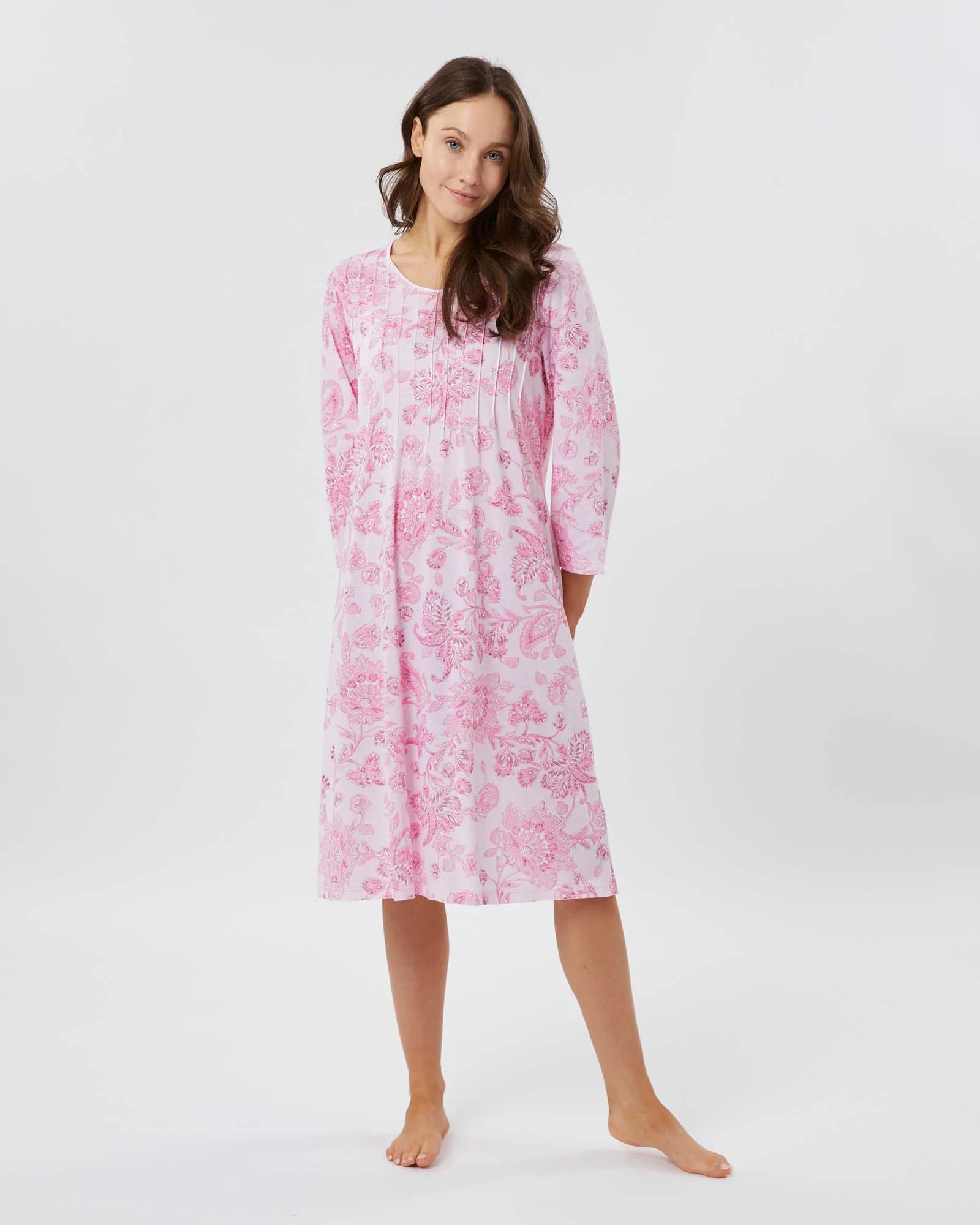 Women's French Pleat Midi Jersey Nightgown - Somerby Floral