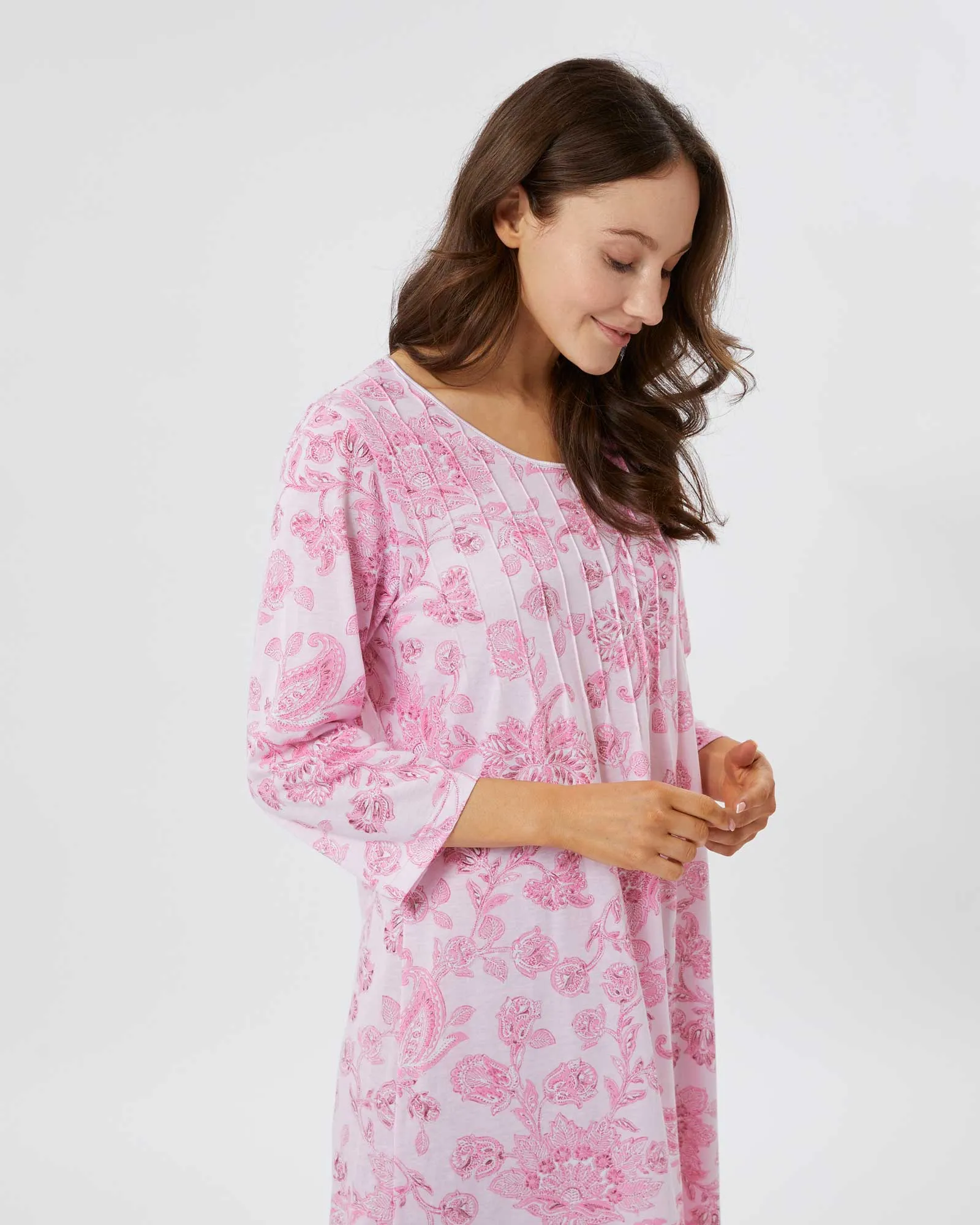 Women's French Pleat Midi Jersey Nightgown - Somerby Floral