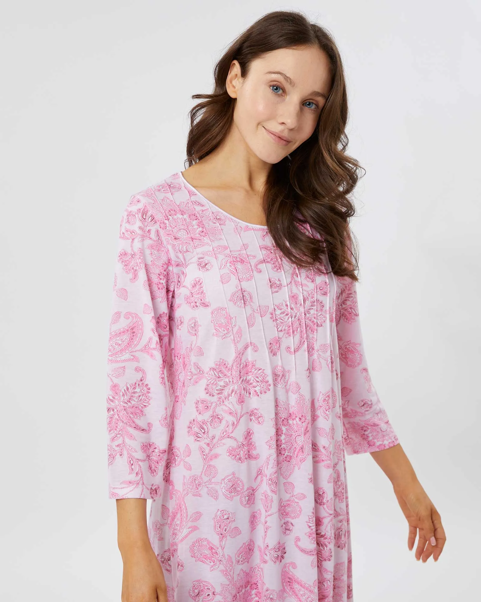 Women's French Pleat Midi Jersey Nightgown - Somerby Floral