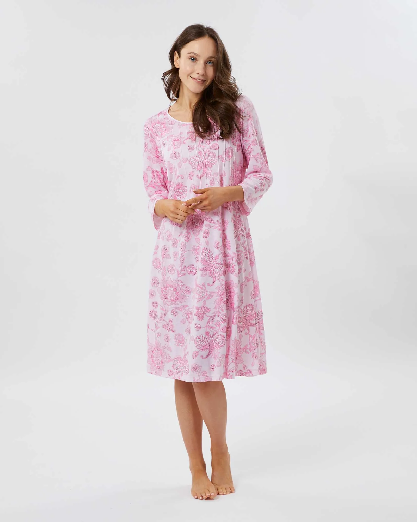 Women's French Pleat Midi Jersey Nightgown - Somerby Floral