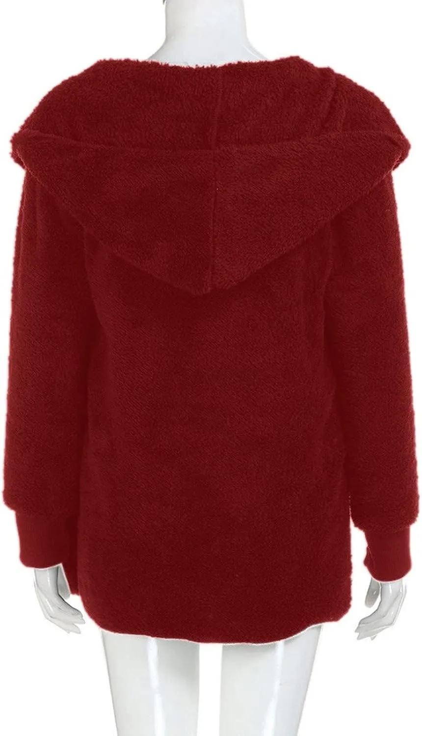 Women's Hooded Cardigan Sherpa Fuzzy Fleece Jacket Warm Coat Outwear with Pockets 