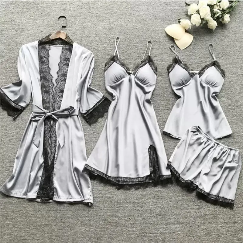 Women's Lightweight Loose Comfortable Pajamas 4-Piece Set