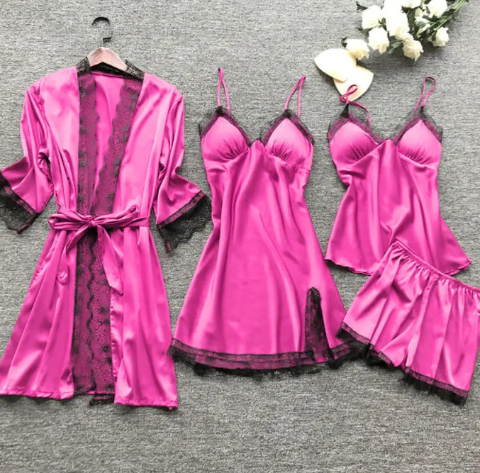 Women's Lightweight Loose Comfortable Pajamas 4-Piece Set
