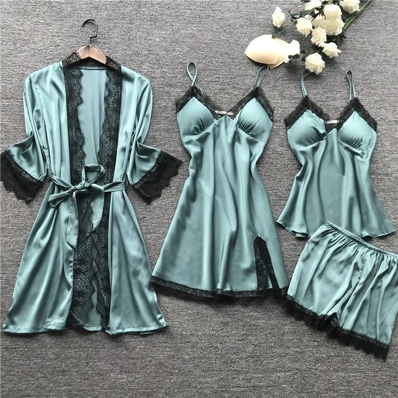 Women's Lightweight Loose Comfortable Pajamas 4-Piece Set