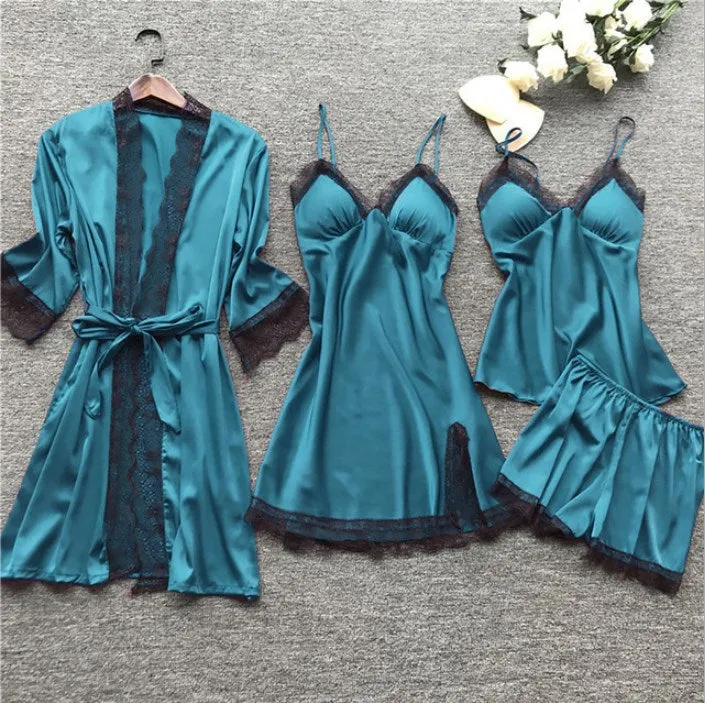 Women's Lightweight Loose Comfortable Pajamas 4-Piece Set