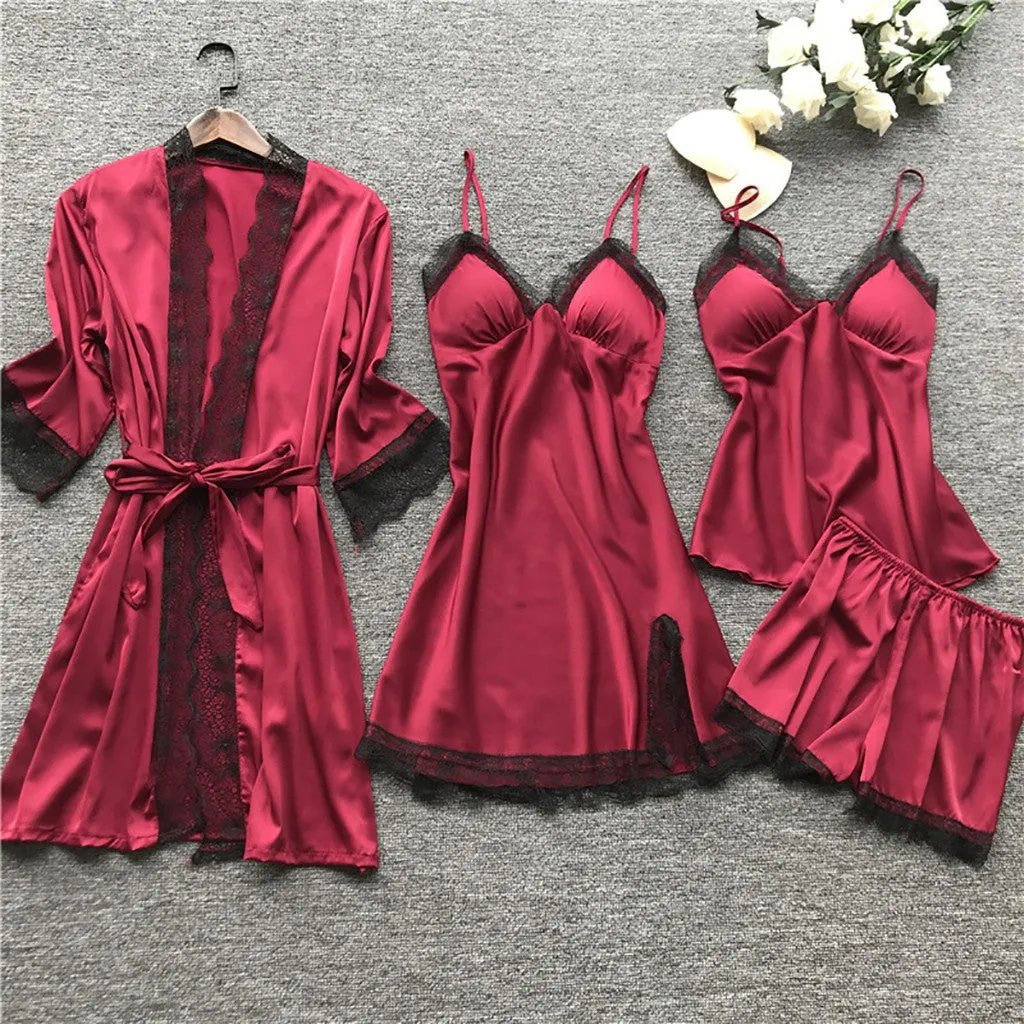 Women's Lightweight Loose Comfortable Pajamas 4-Piece Set