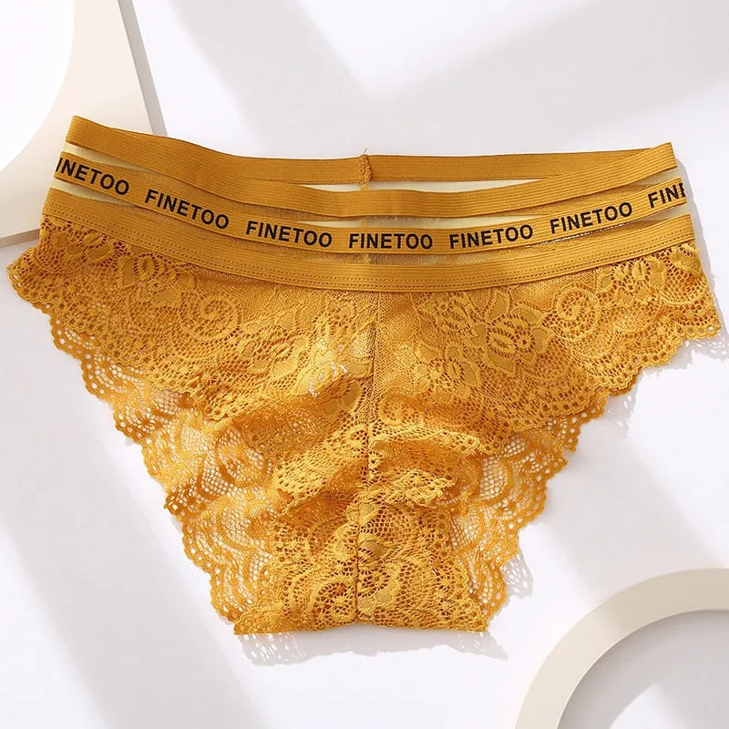 Women's Lingerie Lace Panties Underwear Floral Perspetive Panties Lace Panty Mesh Waist Seamless Briefs