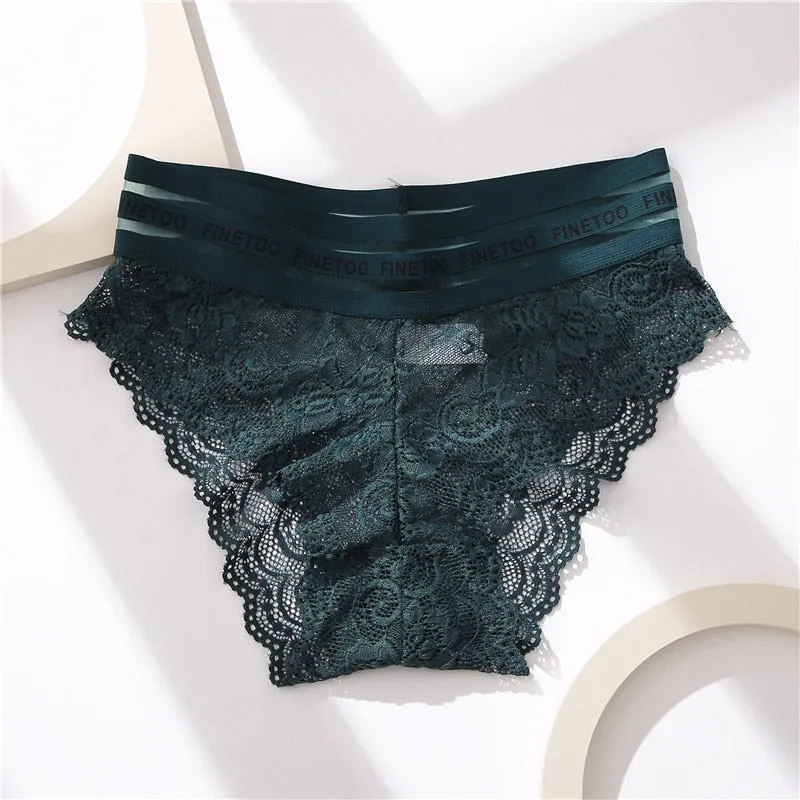 Women's Lingerie Lace Panties Underwear Floral Perspetive Panties Lace Panty Mesh Waist Seamless Briefs