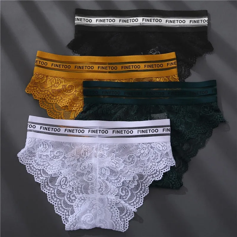Women's Lingerie Lace Panties Underwear Floral Perspetive Panties Lace Panty Mesh Waist Seamless Briefs