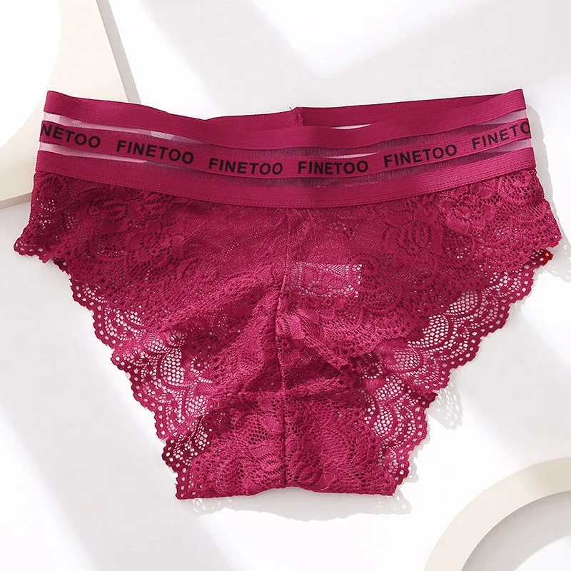 Women's Lingerie Lace Panties Underwear Floral Perspetive Panties Lace Panty Mesh Waist Seamless Briefs