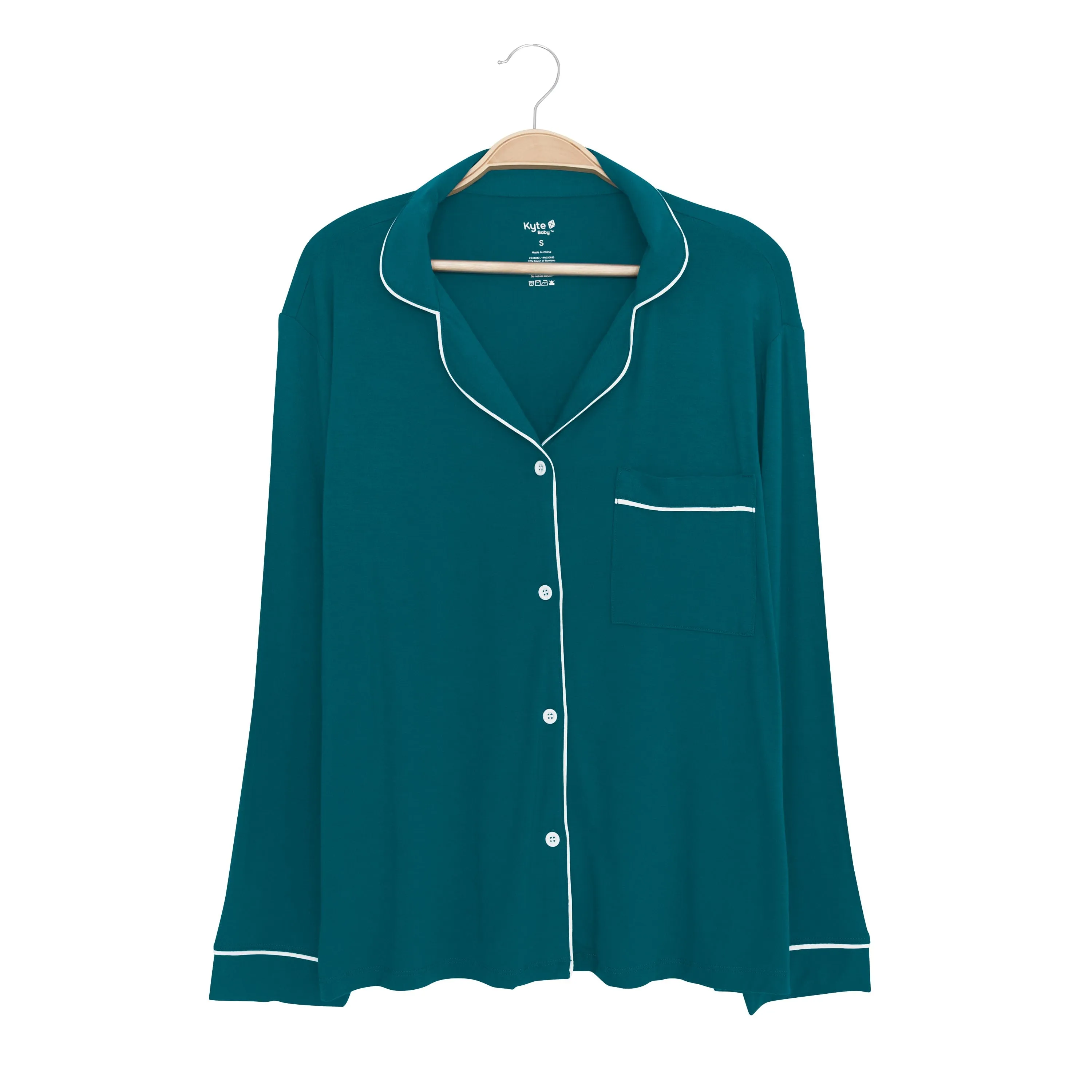 Women's Long Sleeve Pajama Set in Loch with Cloud Trim