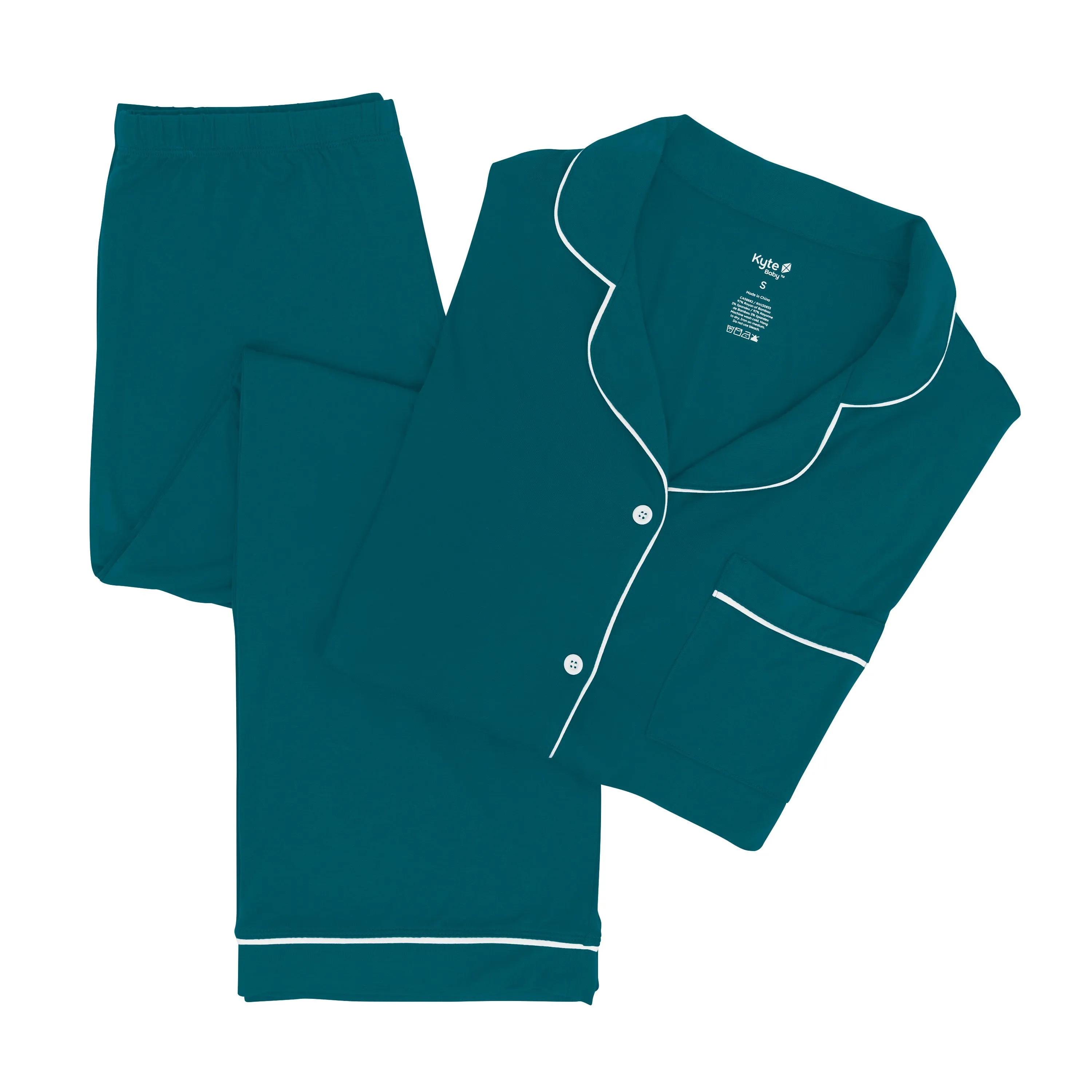 Women's Long Sleeve Pajama Set in Loch with Cloud Trim