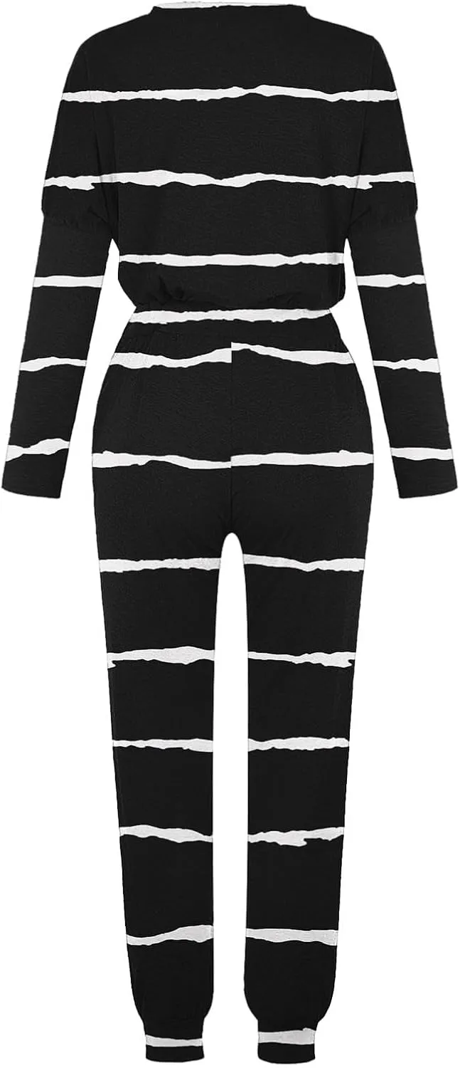 Women's Long Sleeve Sleepwear Women's Two- Solid Casual Top Pants Sets Long Sleeve Wear Sports Suit Pajamas Set