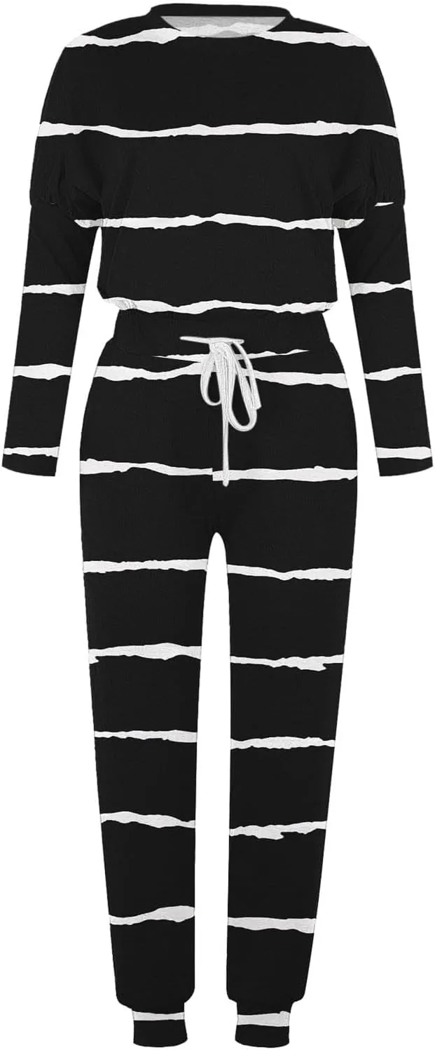 Women's Long Sleeve Sleepwear Women's Two- Solid Casual Top Pants Sets Long Sleeve Wear Sports Suit Pajamas Set