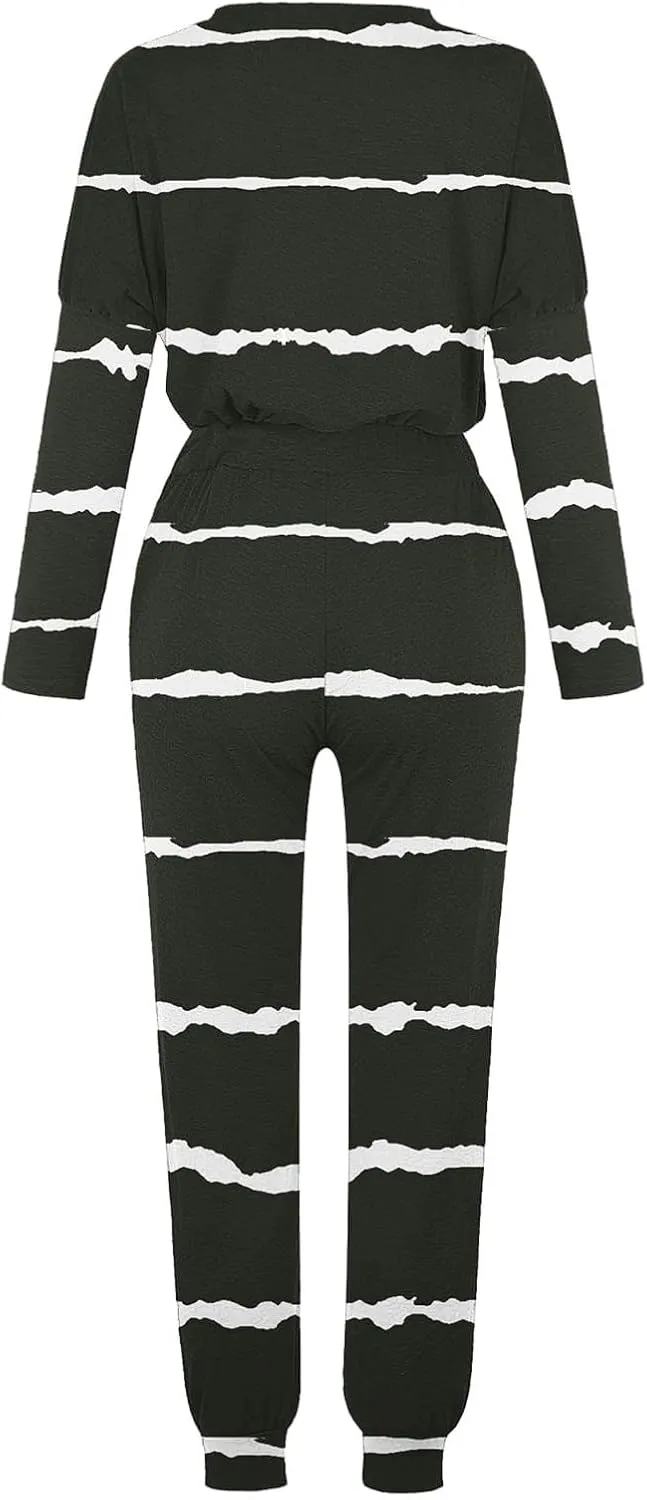 Women's Long Sleeve Sleepwear Women's Two- Solid Casual Top Pants Sets Long Sleeve Wear Sports Suit Pajamas Set