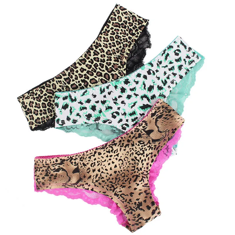Women's Low Waist 3-Pieces Panties With Lace