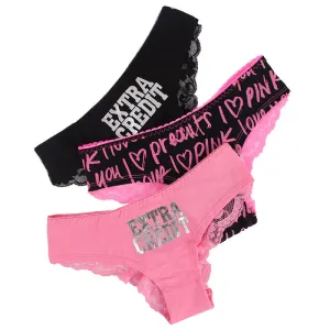 Women's Low Waist 3-Pieces Panties With Lace