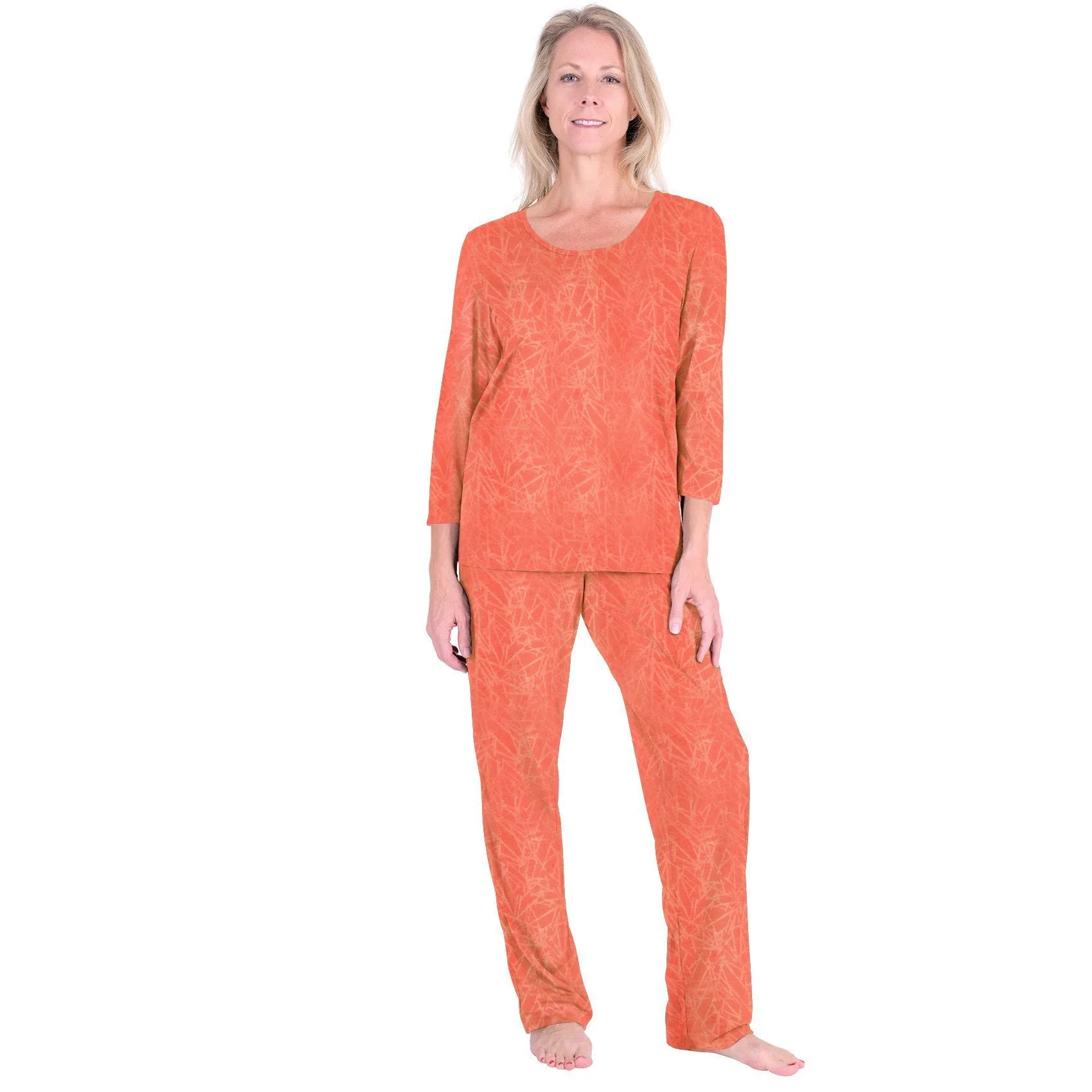 Women's Moisture Wicking Scoop Neck Pajama Set - 3/4 Sleeves