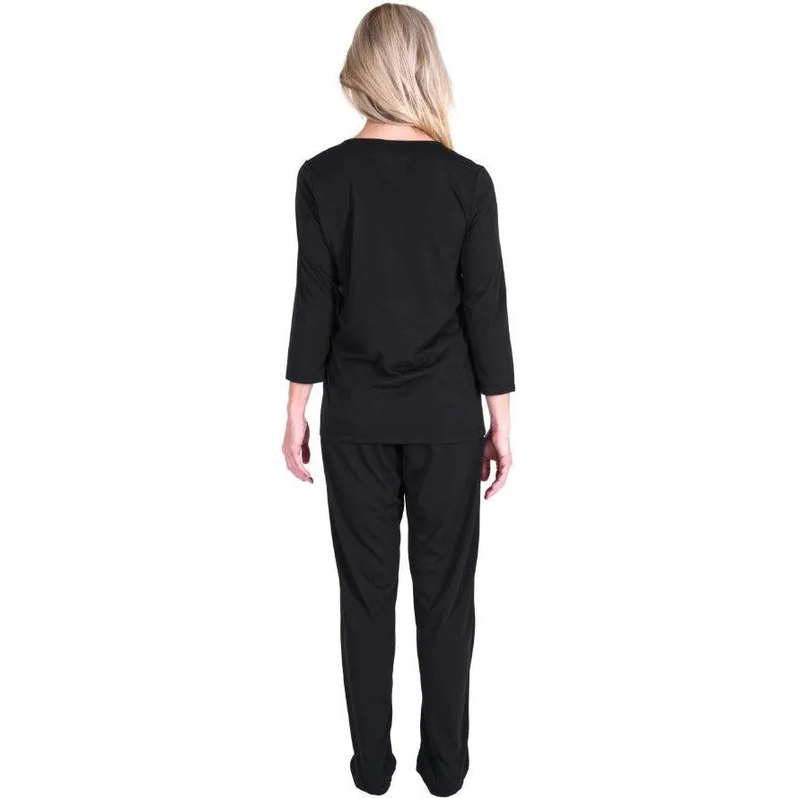 Women's Moisture Wicking Scoop Neck Pajama Set - 3/4 Sleeves