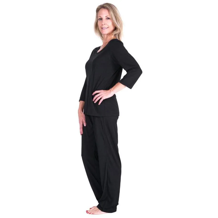 Women's Moisture Wicking Scoop Neck Pajama Set - 3/4 Sleeves