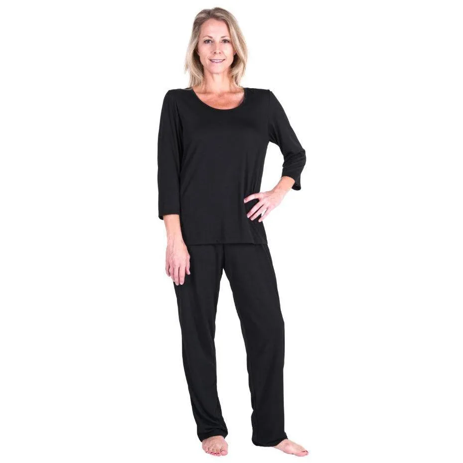 Women's Moisture Wicking Scoop Neck Pajama Set - 3/4 Sleeves